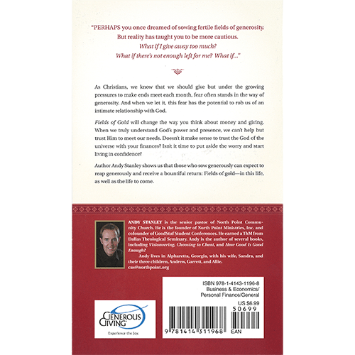 Fields of Gold Paperback Book Back Cover by Andy Stanley